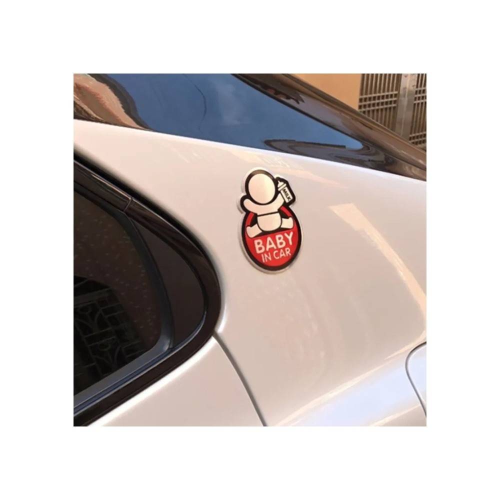 Abtibild BABY IN CAR fundal rosu forma in relief