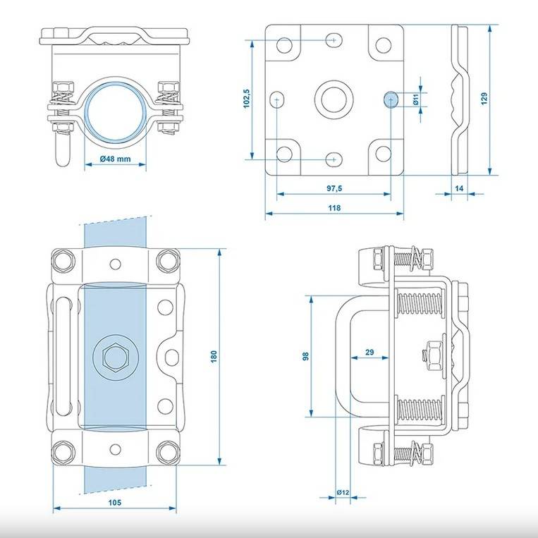 Accesoriu rabatabil pentru roata de sprijin 48 mm
