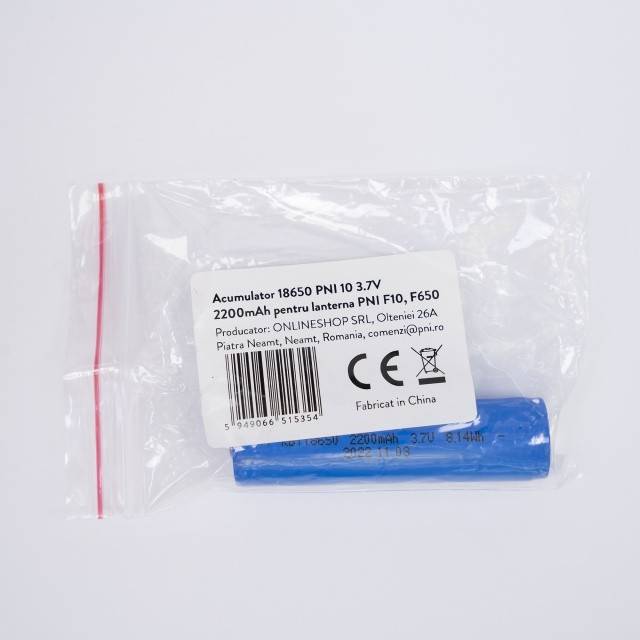 Acumulator 18650 PNI 10 3.7V 2200mAh pentru lanterna PNI Adventure F10, PNI Adventure F80