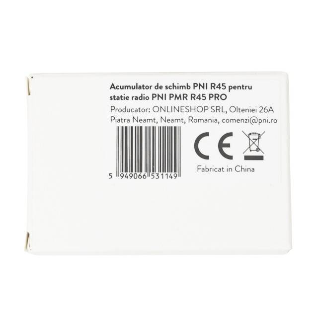 Acumulator de schimb PNI R45, 3.7V, 2000mAh, Li-Ion, pentru statia radio PNI PMR R45 PRO