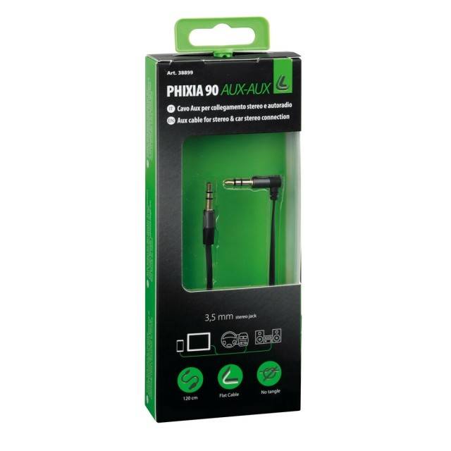 Adaptor 90°, AUX-AUX cable - 120 cm - Negru