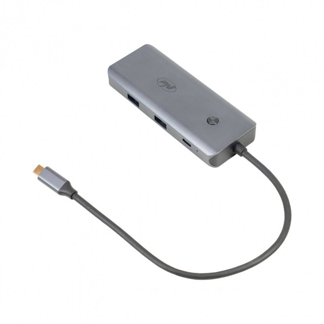 Adaptor multiport PNI MP15S USB-C la HDMI, 2 x USB 3.0, SD/TF, RJ45, USB-C PD