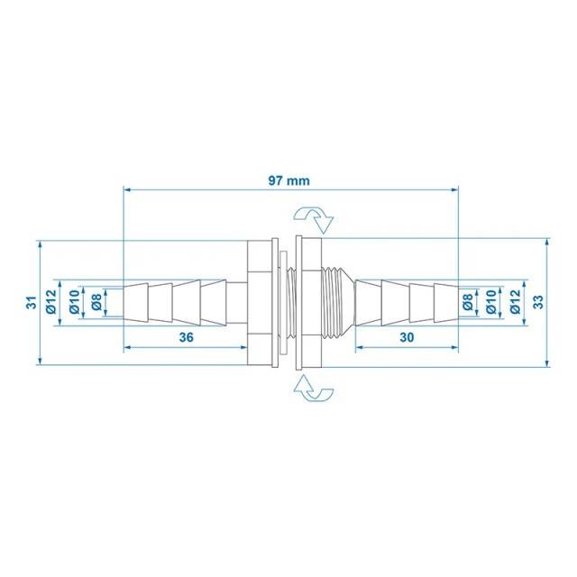 Adaptor rezervor apa cu conector drept 1/2 10x12mm