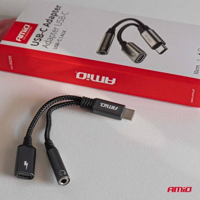Adaptor USB-C la USB-C + Mini mufa 3,5 mm Adaptor mama 10 cm
