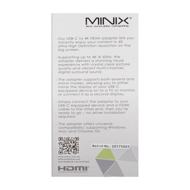 Adaptor USB MINIX NEO C-HDSI USB-C la 4K 60Hz HDMI