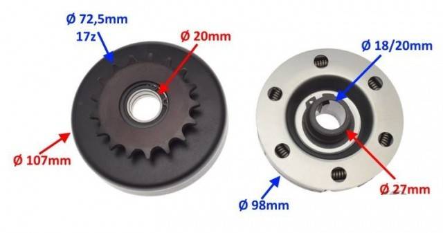 Ambreiaj Kart motorizare Honda GX 160, 200 (17 dinti)