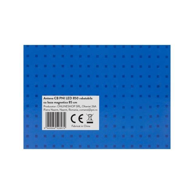 Antena CB PNI LED 850 rabatabila cu baza magnetica 145 mm, 85 cm lungime, 26-28 MHz, 300 Watt, ilumineaza in timpul emisiei, tip filet PL, fara