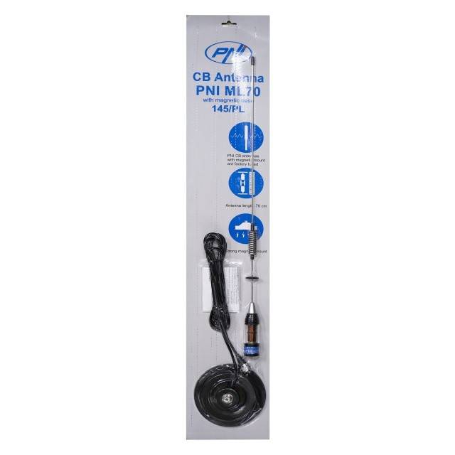 Antena CB PNI ML70, lungime 70cm, 26-30MHz, 200W, magnet 145 mm inclus