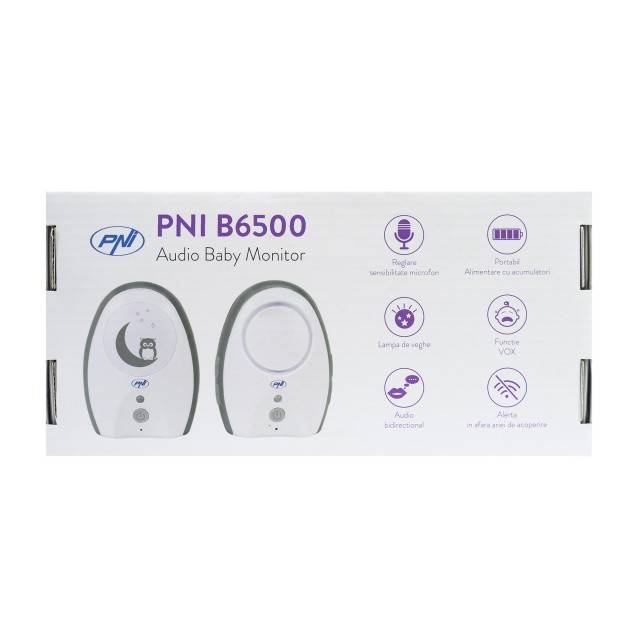 Audio Baby Monitor PNI B6500 wireless, intercom, cu lampa de noapte, functie Vox si Pager, sensibilitate microfon reglabila