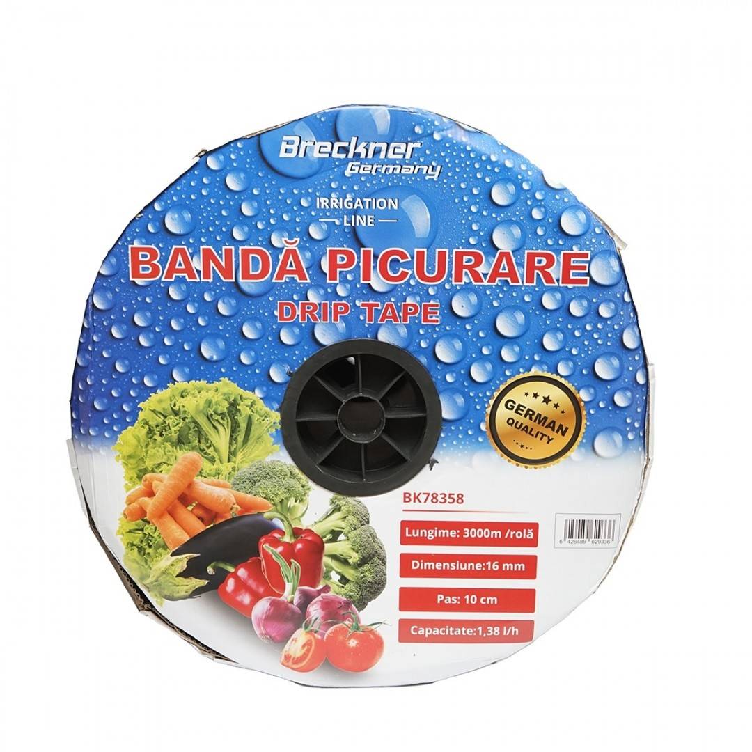 Banda picurare apa, rola 3000M 1.38L/H, D16mm. pas 10cm Breckner Germany