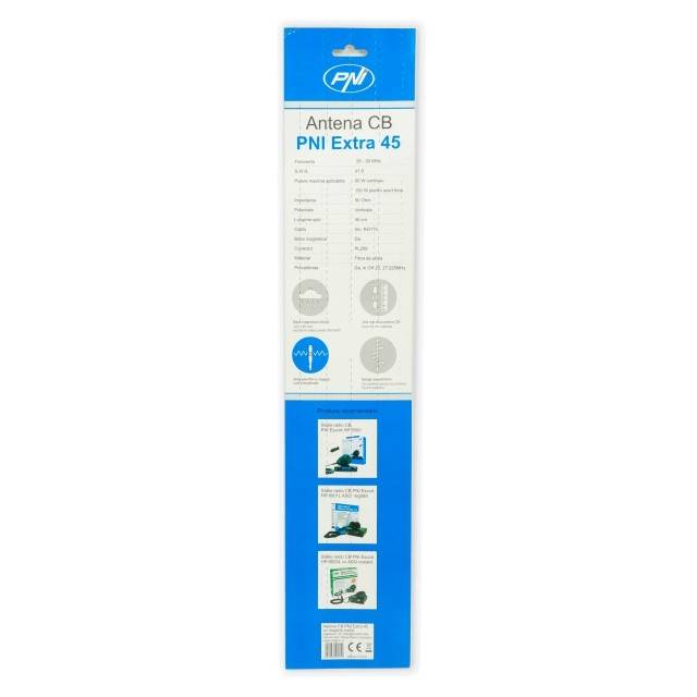 Bax 20 bucati antene CB PNI Extra 45, cu magnet inclus, lungime 45 cm, SWR 1.0, 26-30MHz, 150W, fibra de sticla