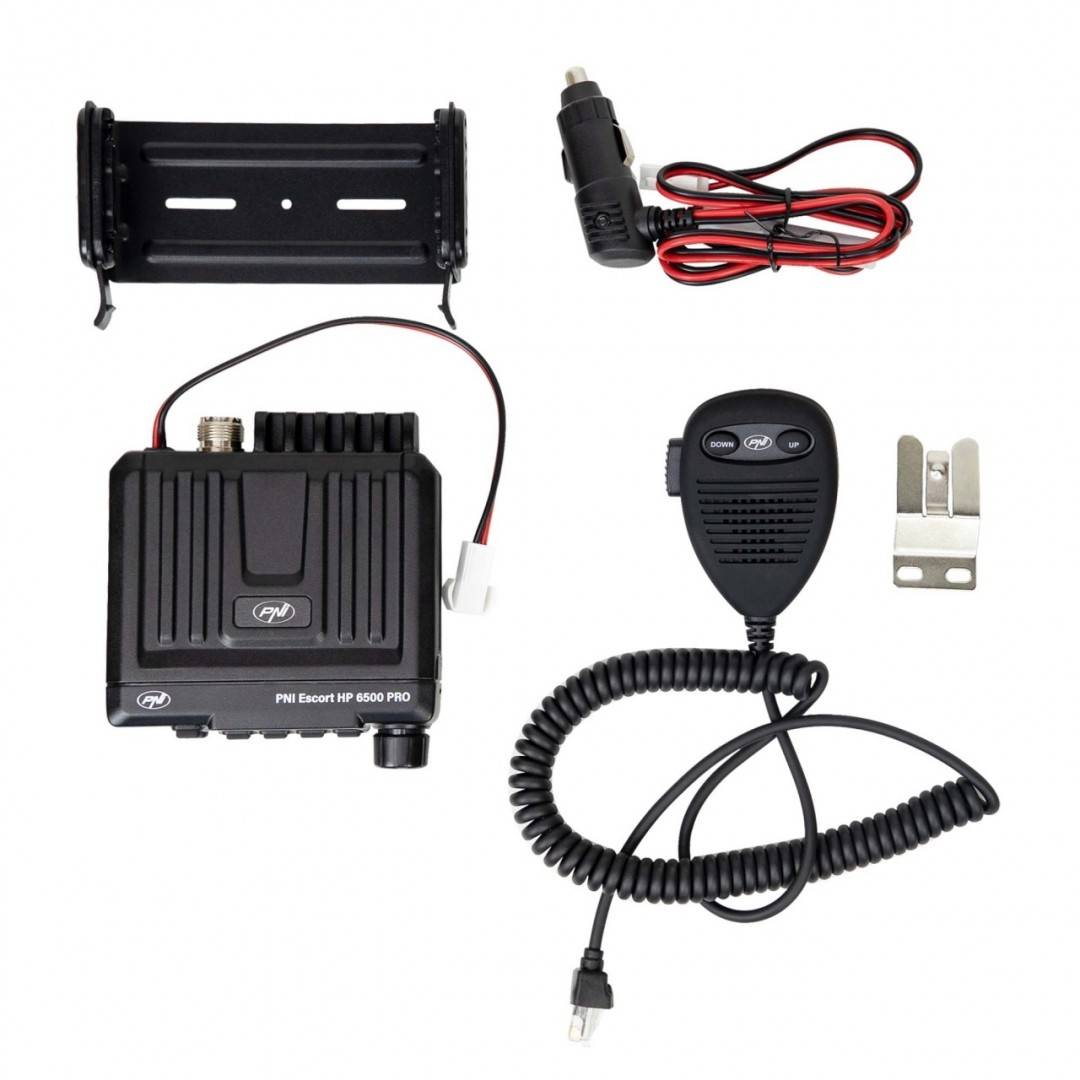 Bax cu 10 bucati statie radio CB PNI Escort HP 6500 PRO, multi-standard, VOX, NRC, 4W, AM-FM, 12V, SQ, ASQ, mufa de bricheta inclusa