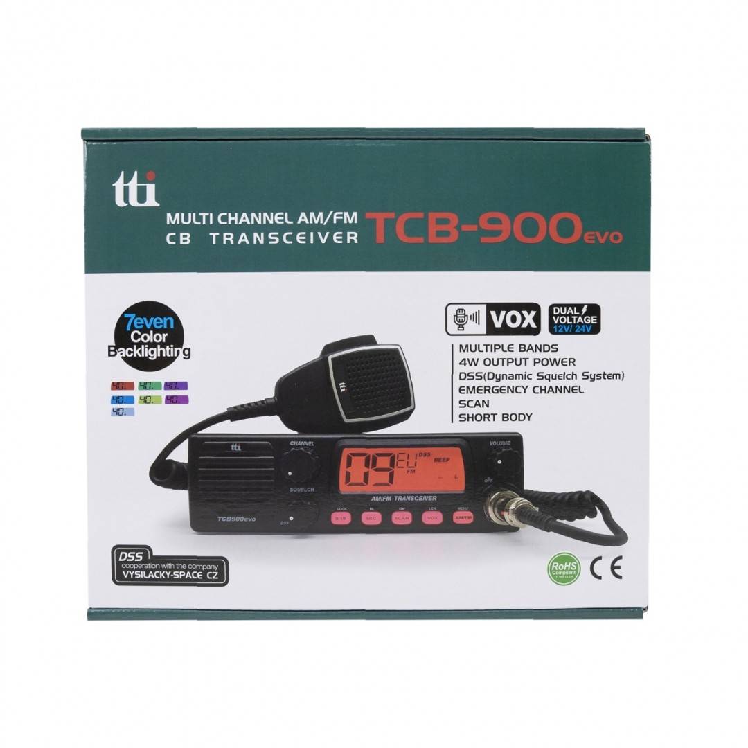 Bax cu 10 bucati statie radio CB TTi TCB-900 EVO, DSS, SQ, Dual Watch, Mic Gain, 12V-24V, conector dongle Bluetooth