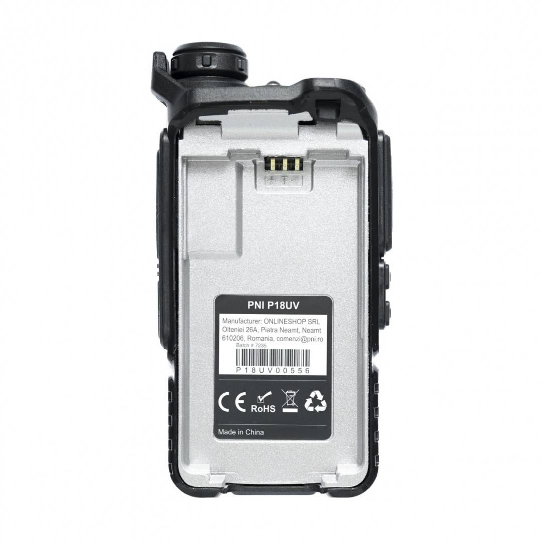 Bax cu 20 bucati statie radio portabila VHF/UHF PNI P18UV, dualband, 144-146MHz si 430-440MHz, 200CH, VOX, Scan, Radio FM, Li-Ion 2200 mAh