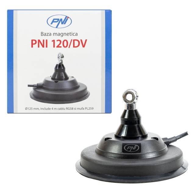 Baza magnetica PNI 120/DV 125mm contine cablu 4m si mufa PL259