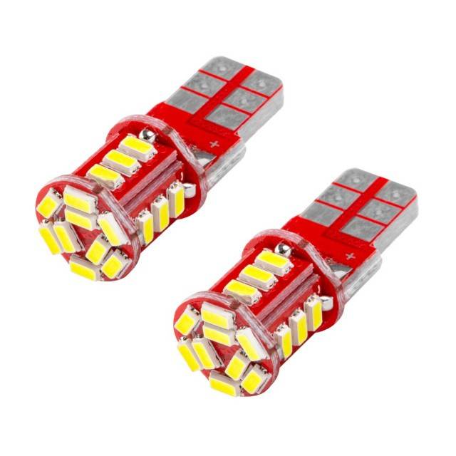 Bec de pozitie tip LED , T10 W2.1x9.5 W5W, 12V , 21 SMD 3014 , culoare alb , AMIO, set 2 buc