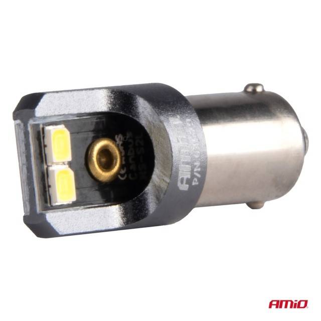 Becuri auto LED T4W BA9S 12V 24V 4x2016 SMD 6000K Amio