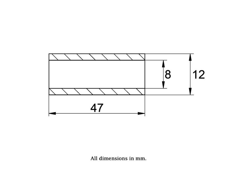 Bucsa din otel inoxidabil 12x08x47mm