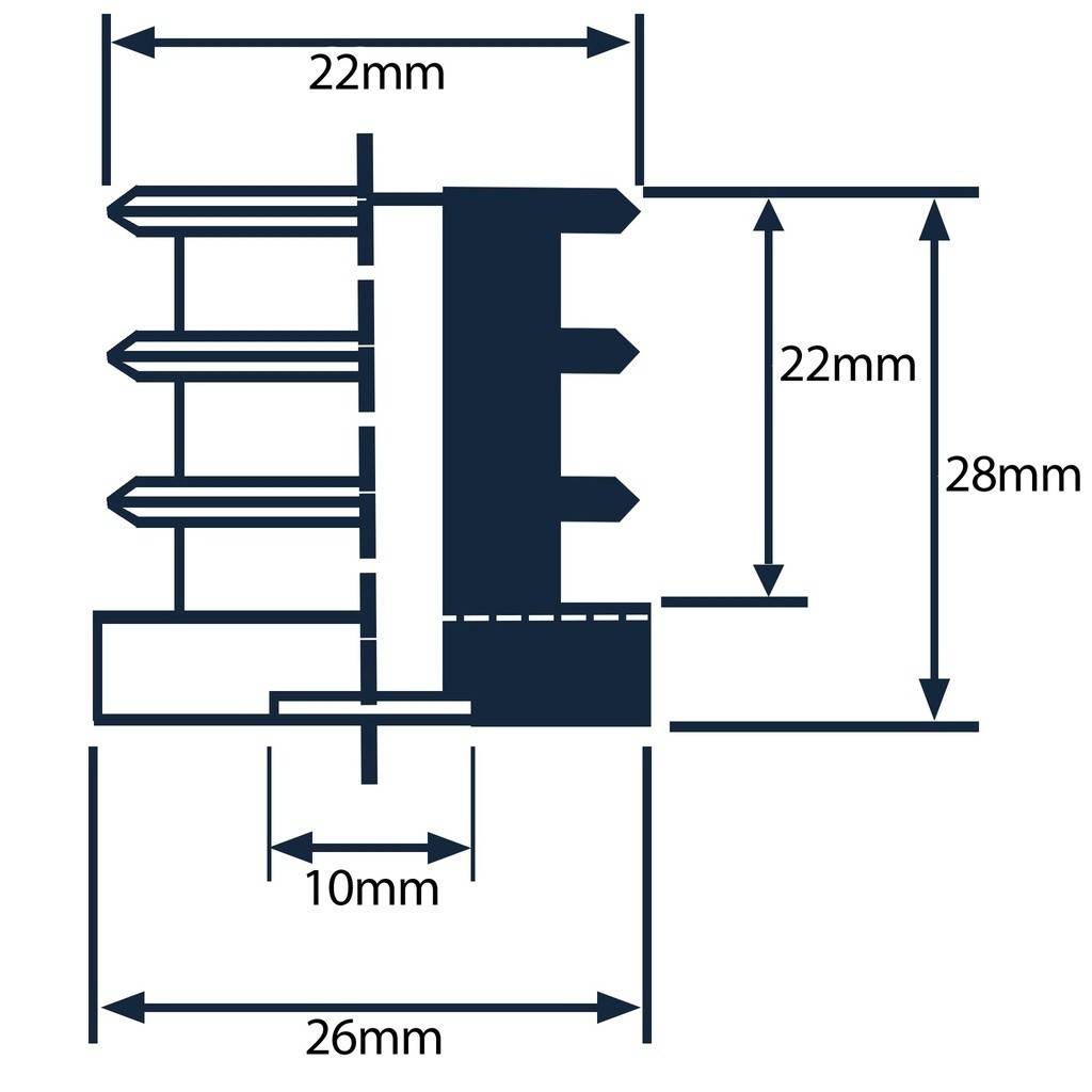 Bucsa plastic cu filet interior 50x25mm M10