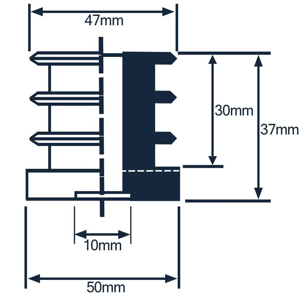 Bucsa plastic cu filet interior 50x50 M10