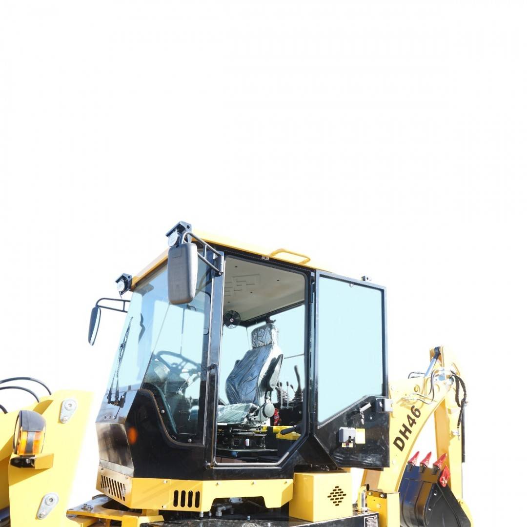 Buldoexcavator articulat compact 1.8T, motor diesel 50CP Euro 3 cu brat excavator, cupa frontala, furci paleti, picon hidraulic THOR
