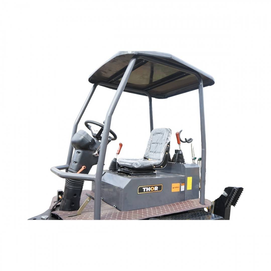 Buldoexcavator articulat compact 2.5T, motor diesel 52CP, adancime sapare 1600mm, cupa frontala si brat excavare spate THOR