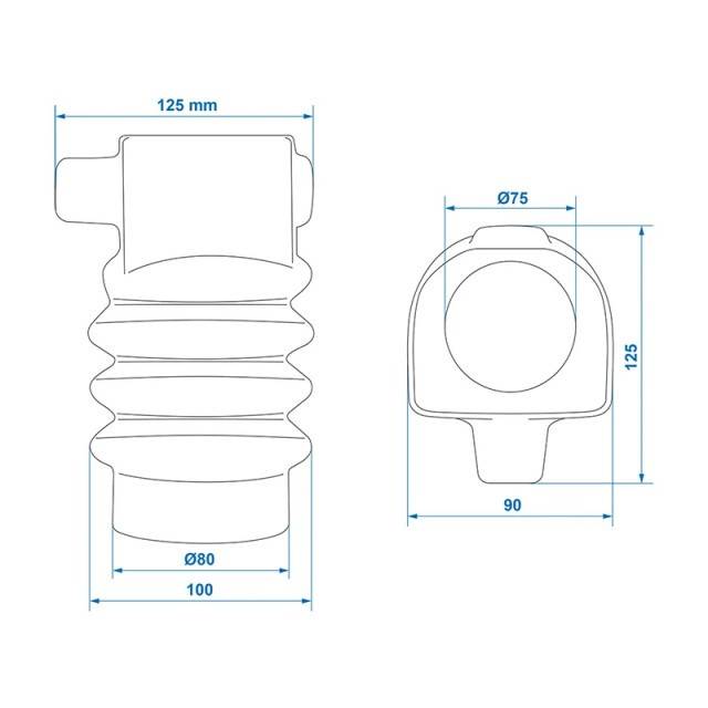 Burduf cupla fi 75/80 x 125 mm