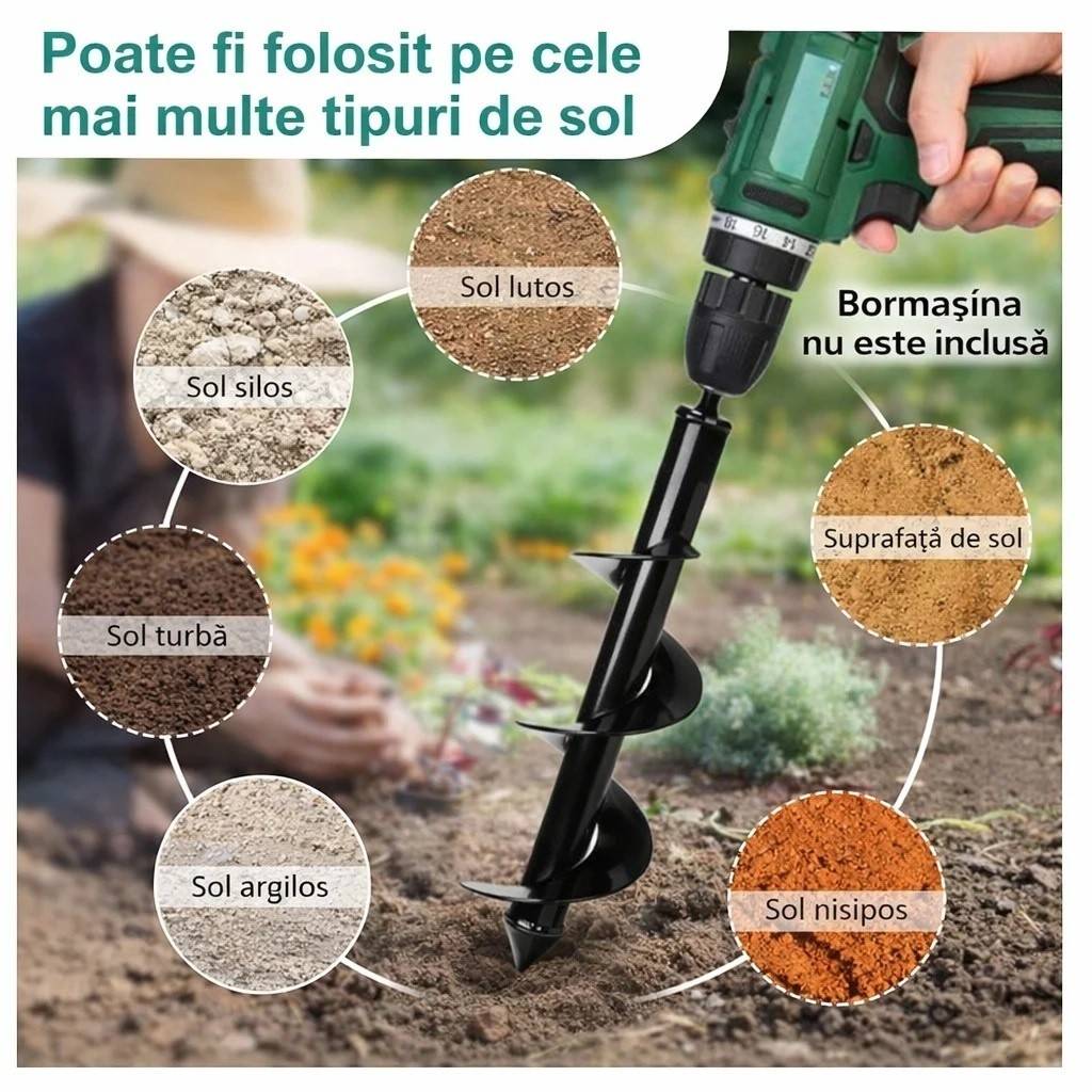 Burghiu pamant pentru bormasina (8 cm x 25 cm) Holzfforma