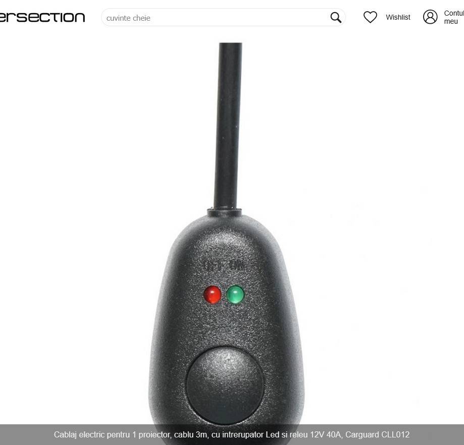 Cablaj electric pentru 1 proiector, cablu 3m, cu intrerupator Led si releu 12V 40A