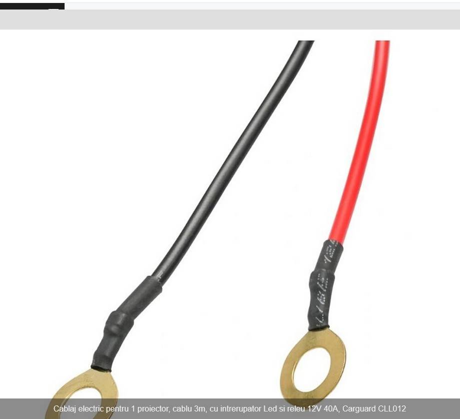 Cablaj electric pentru 1 proiector, cablu 3m, cu intrerupator Led si releu 12V 40A