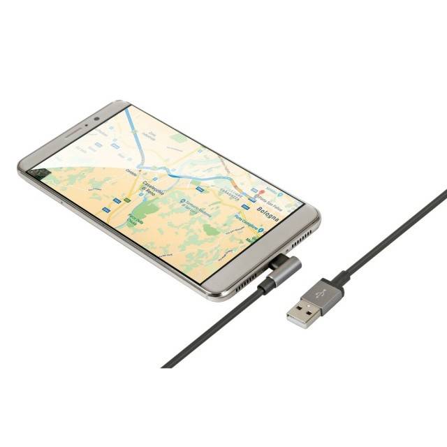 Cablu 90° Usb > Usb Type-C - 100 cm - Negru