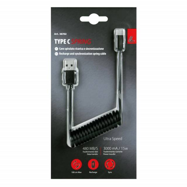 Cablu de incarcare spiralat USB tip C