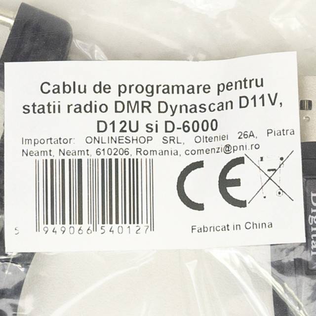 Cablu de programare pentru statii radio DMR Dynascan D11V, D12U si D-6000