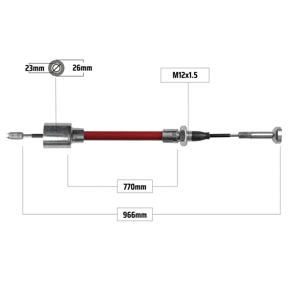 Cablu frana ALKO 966/770 mm, capat Ø23/26 mm, capat tip ciuperca