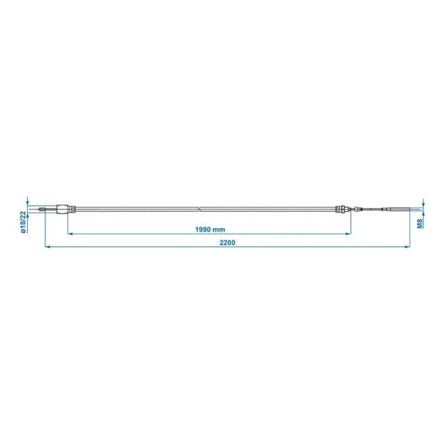 Cablu Frana cu filet 1630/1840mm Ø22mm Knott/Schlegl/Nieper/Avonride/BPW