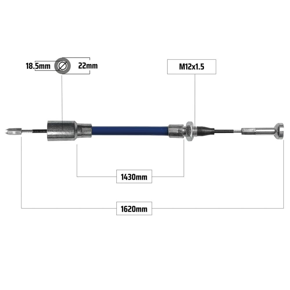 Cablu frana KNOTT 1620/1430 mm, capat Ø19/22 mm, capat tip ciuperca