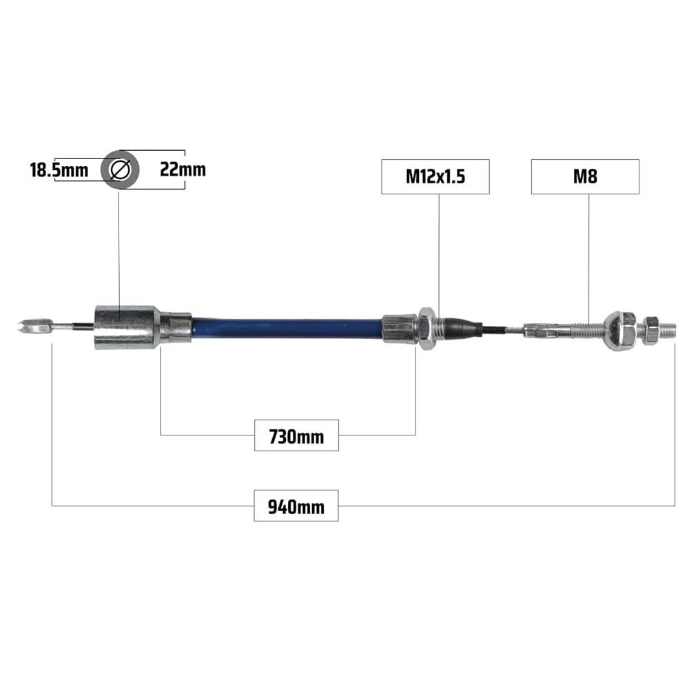 Cablu frana KNOTT 940/730 mm, capat Ø19x22 mm, filet M8