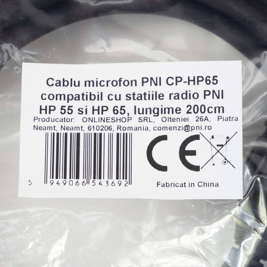 Cablu microfon PNI CP-HP65 compatibil cu statiile radio PNI HP 55 si HP 65, lungime 200cm