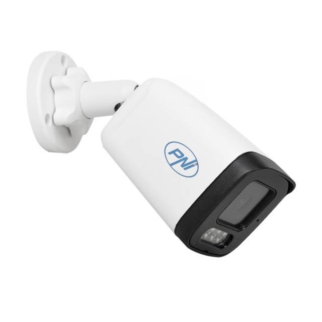 Camera supraveghere video PNI IP515J POE, bullet 5MP, 2.8mm, pentru exterior, audio bidirectional, alb