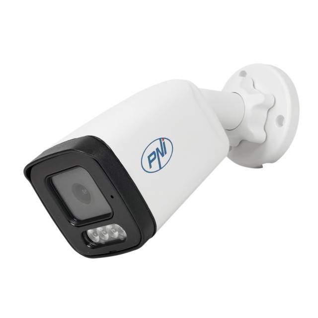 Camera supraveghere video PNI IP515J POE, bullet 5MP, 2.8mm, pentru exterior, audio bidirectional, alb