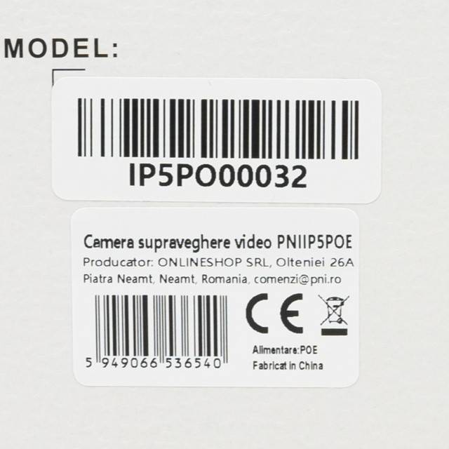 Camera supraveghere video PNI IP5POE, 5MP, D-WDR, 4.0mm, 6 LED-uri, IP66, alb