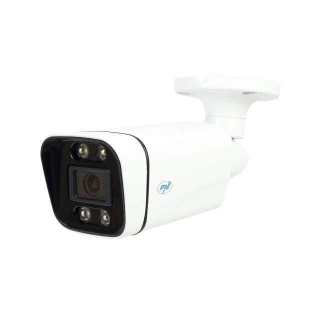Camera supraveghere video PNI IP8POE, 8MP, 4K, D-WDR, 4.0mm, 6 LED-uri, IP66, alb