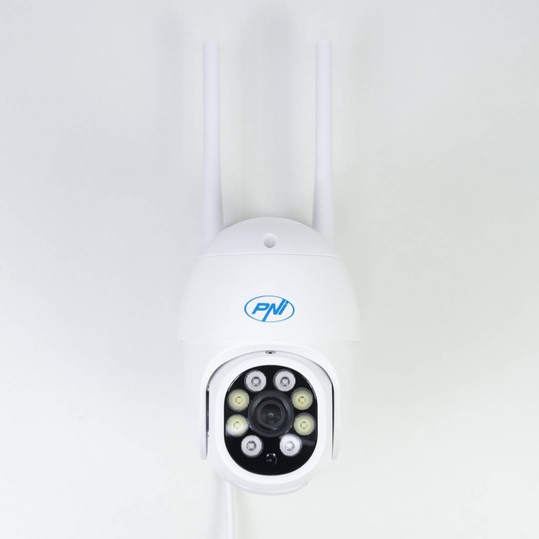 Camera supraveghere video wireless PNI IP840 + card PNI 128GB WiFi, PTZ, 8MP 4K, slot micro SD, stand-alone, functii AI, ONVIF, ICSee app