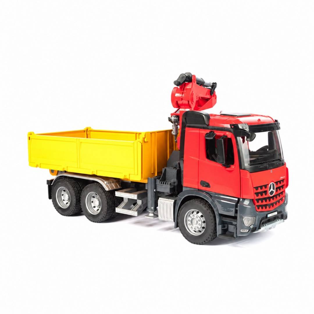 CAMION DE CONSTRUCTII CU MACARA MERCEDES BENZ AROCS SI 2 PALETI - BRUDER
