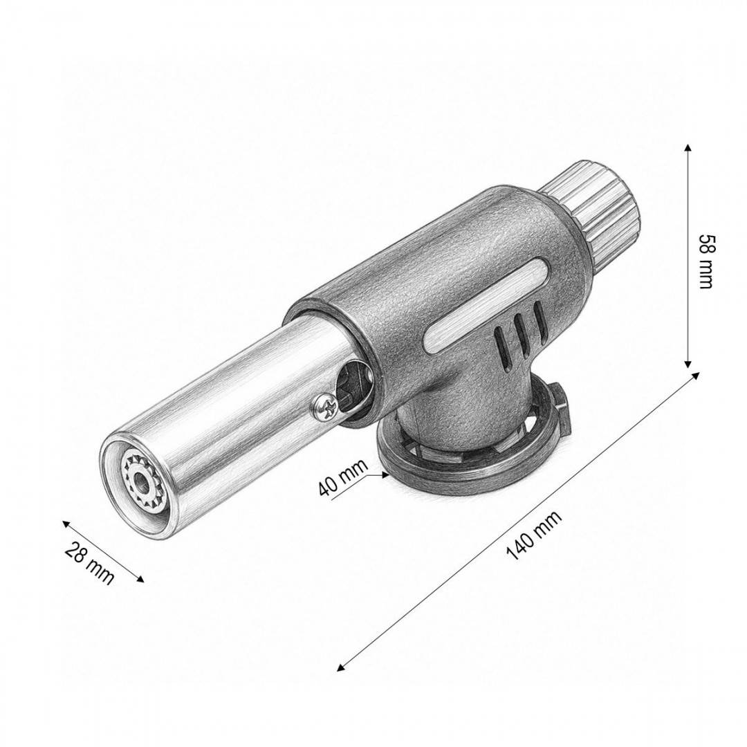 Cap arzator butelie gaz spray, aprindere piezo, flacara reglabila 1300°C Flame Gun