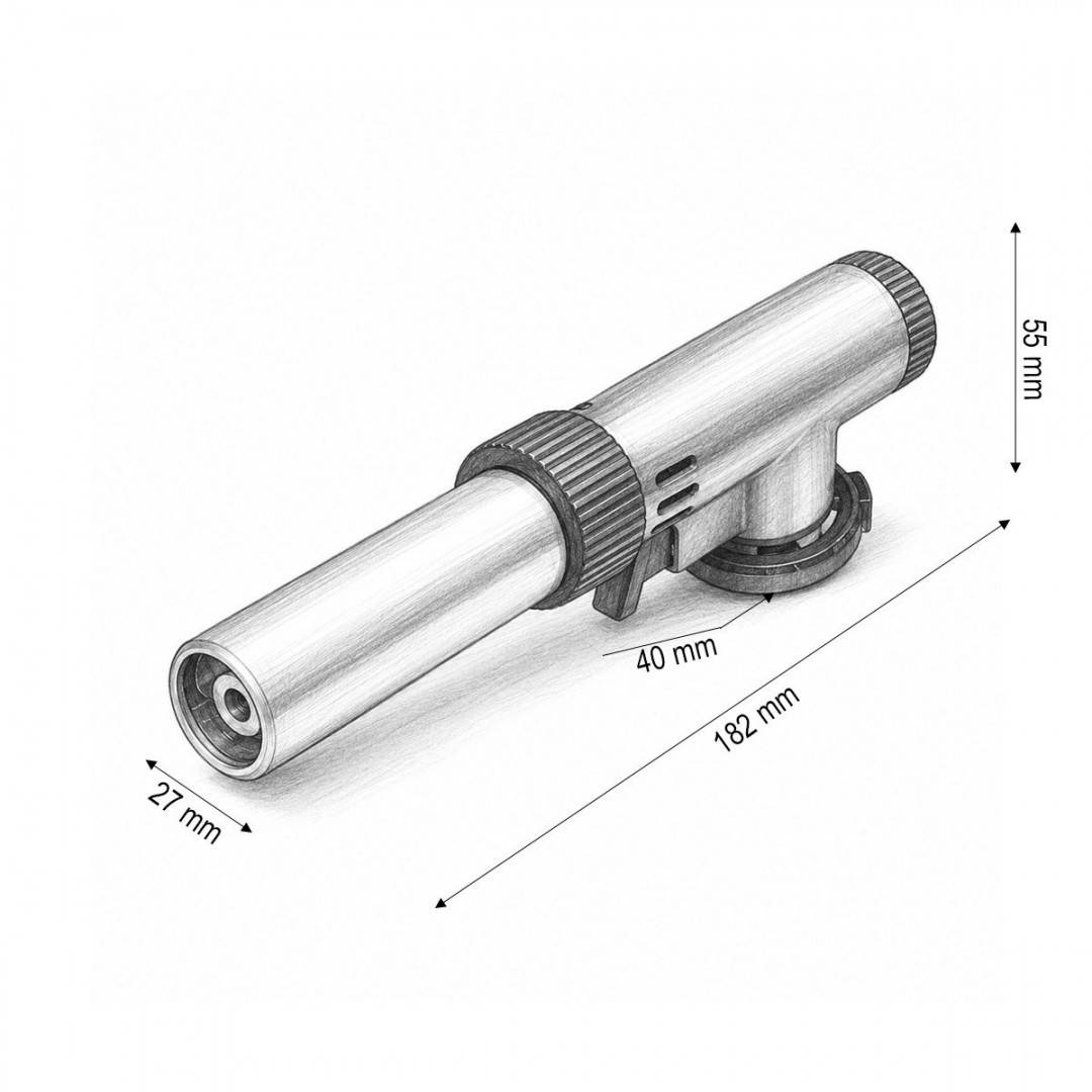 Cap arzator butelie gaz spray, rotire 360 grade, aprindere piezo, flacara reglabila 1300°C