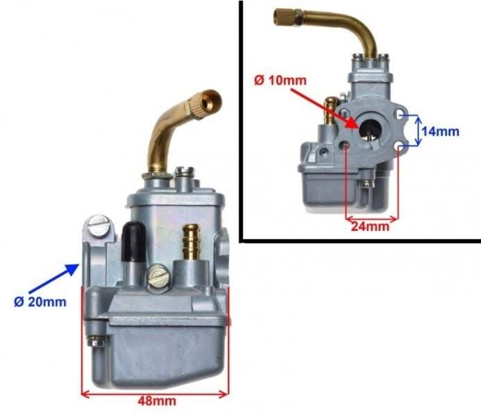 Carburator scuter Hercules, KTM, Puch, Sachs 10 mm