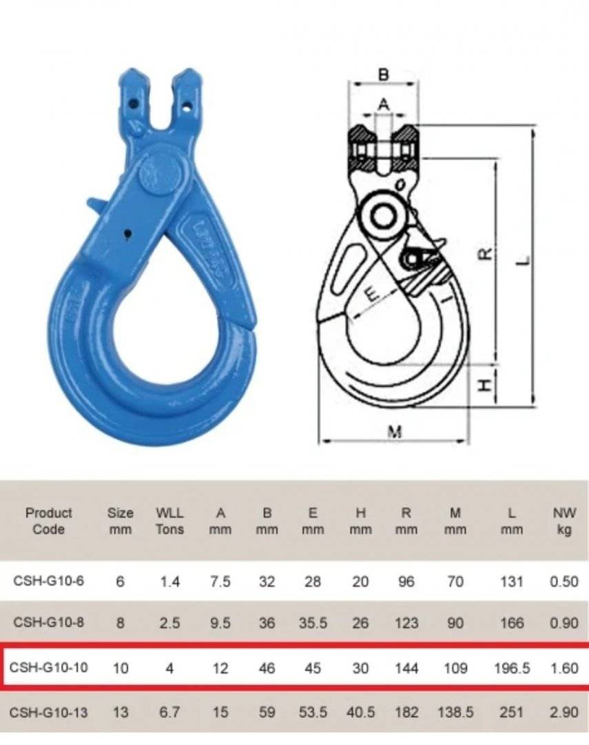 Carlig Clevis autoblocant 10 mm G100