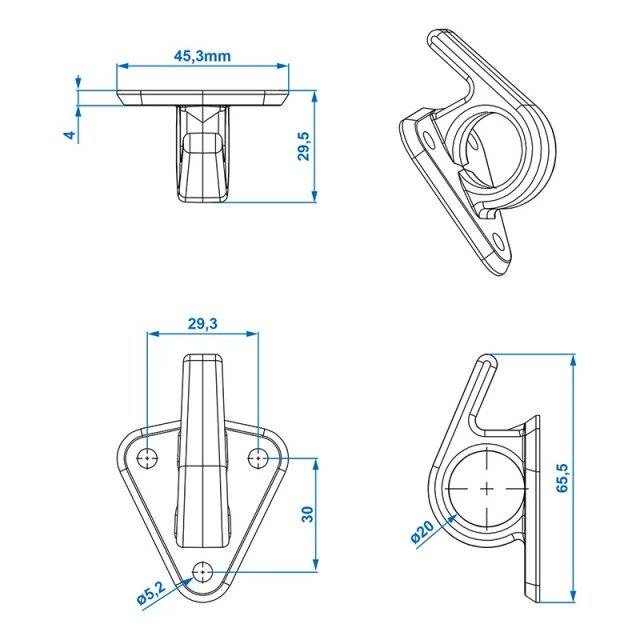 Carlig pentru franghie cu ochi 48x45mm
