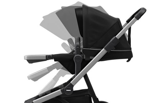 Carucior Thule SLEEK Cadru Gri si Copertina Midnight Black